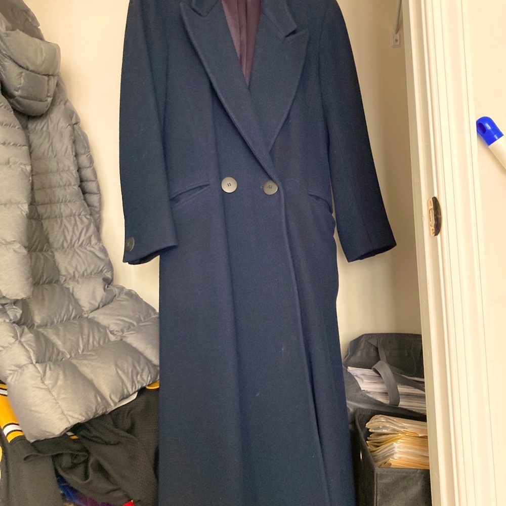 Navy, Christian Dior Overcoat (Size - 6).